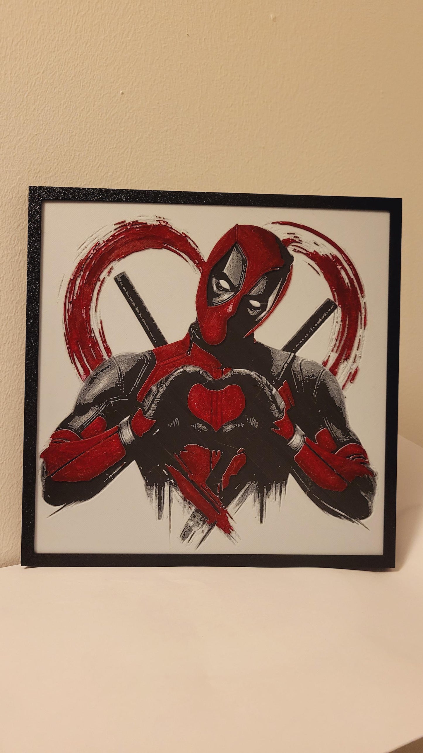 Deadpool Heart 3D Printed Framed Wall Art