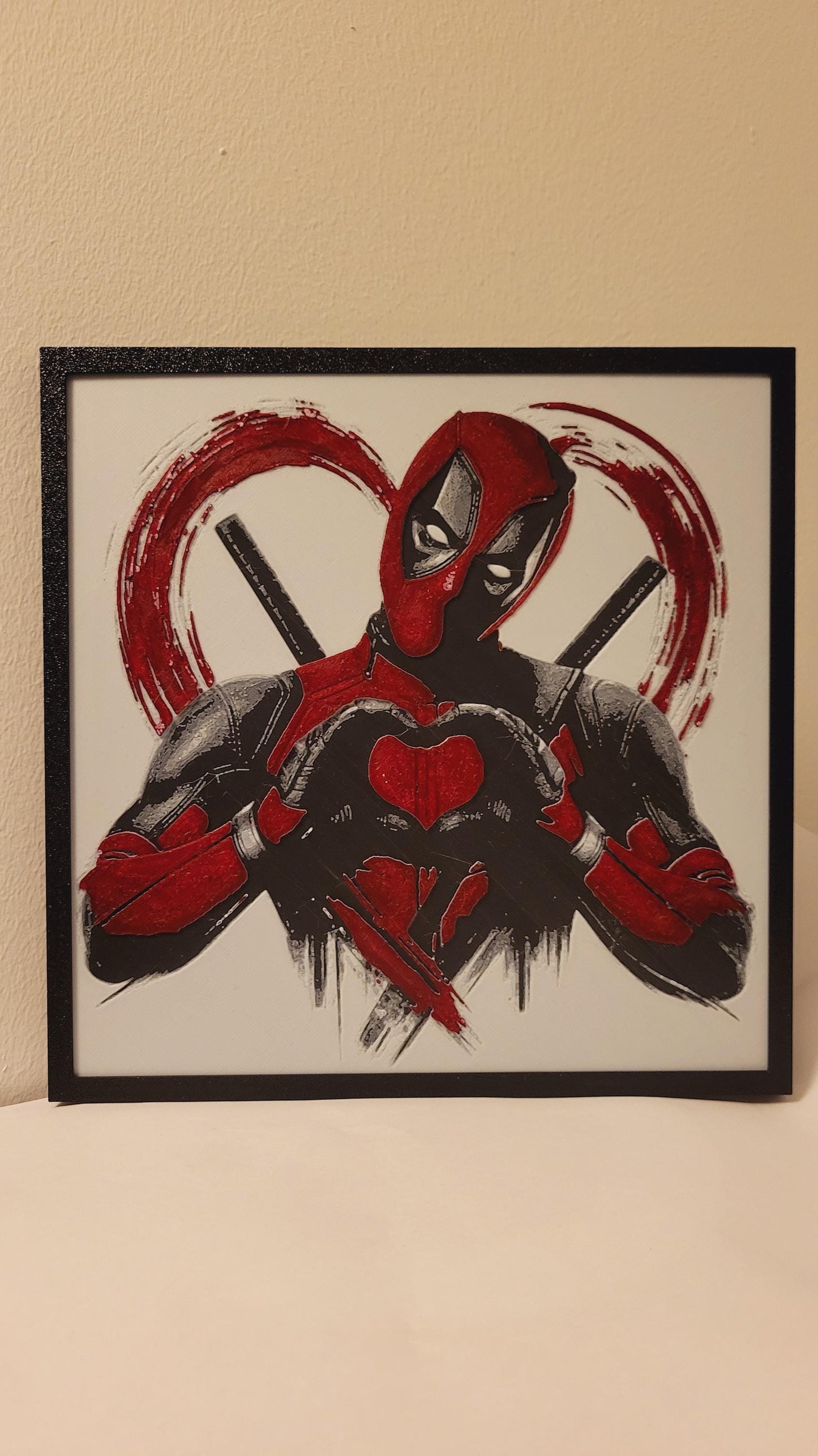 Deadpool Heart 3D Printed Framed Wall Art