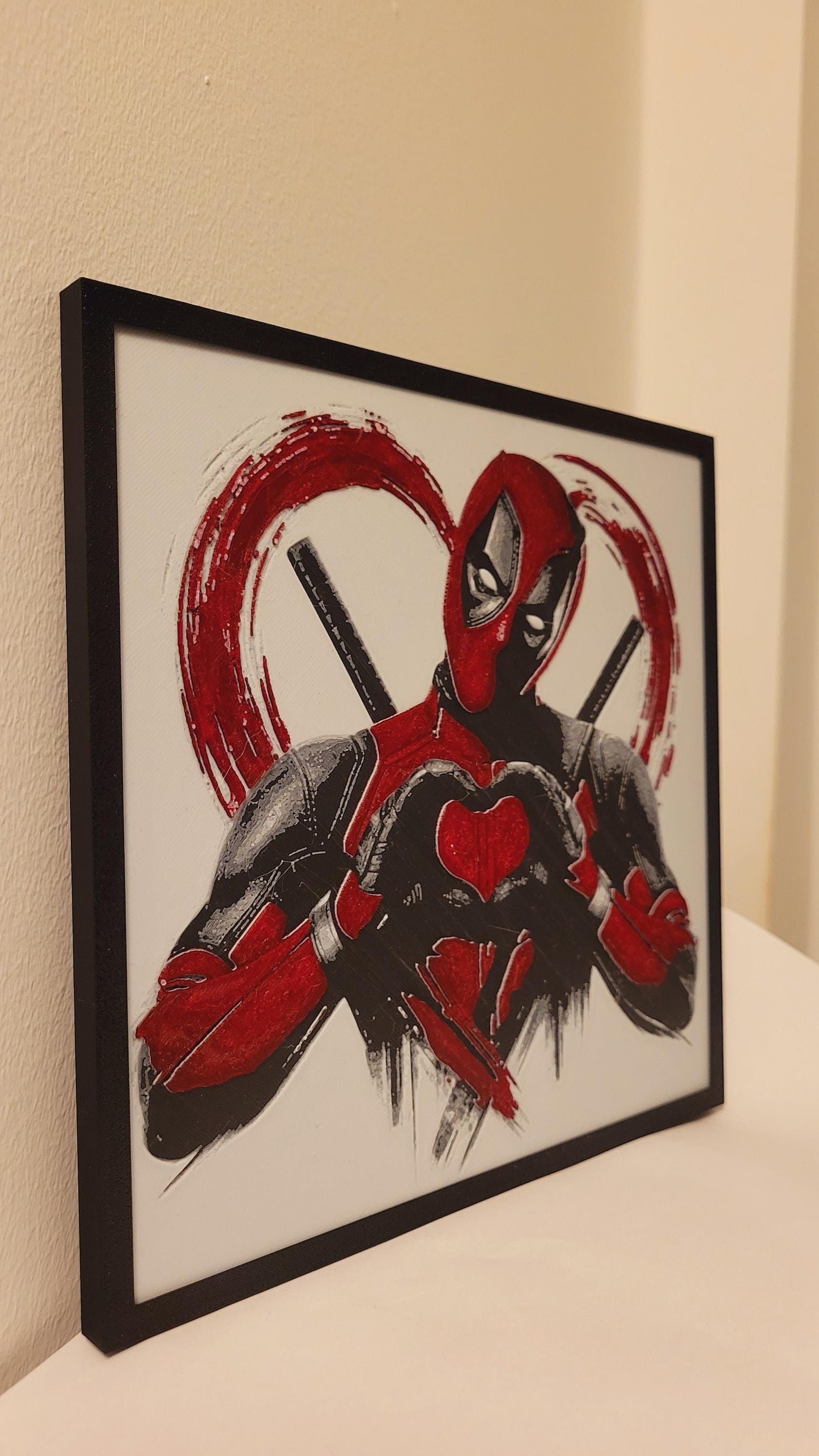Deadpool Heart 3D Printed Framed Wall Art